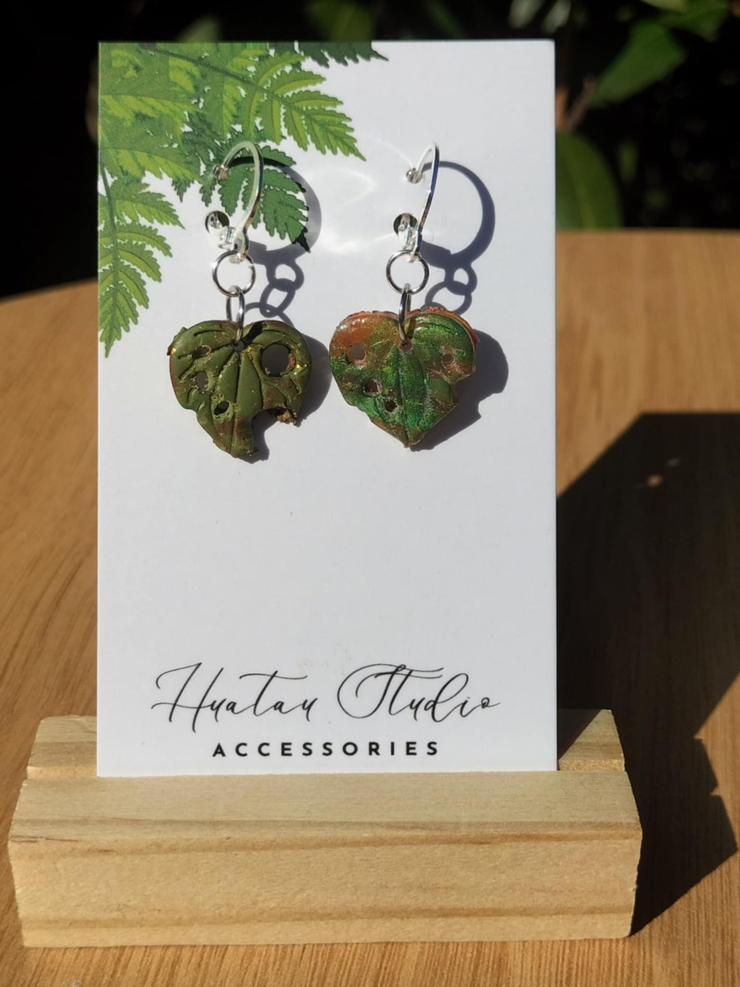 Small Kawakawa Leaf Earrings.