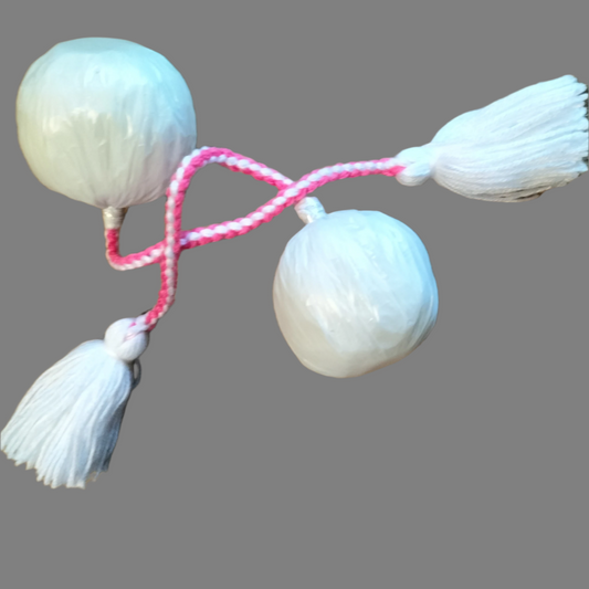 PINK AND WHITE - WHITE TASSEL POI.