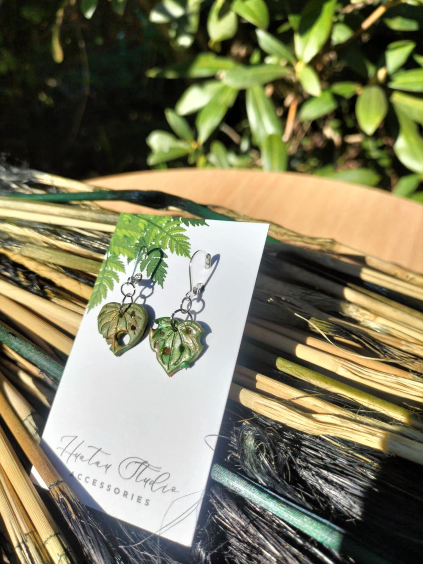 Small Kawakawa Leaf Earrings.