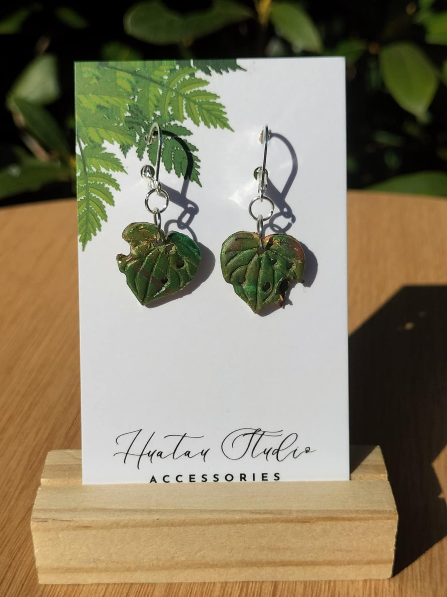 Small Kawakawa Leaf Earrings.