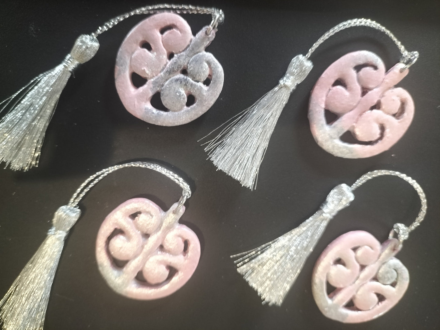 Pink and Silver Mangōpare Bag Charm.