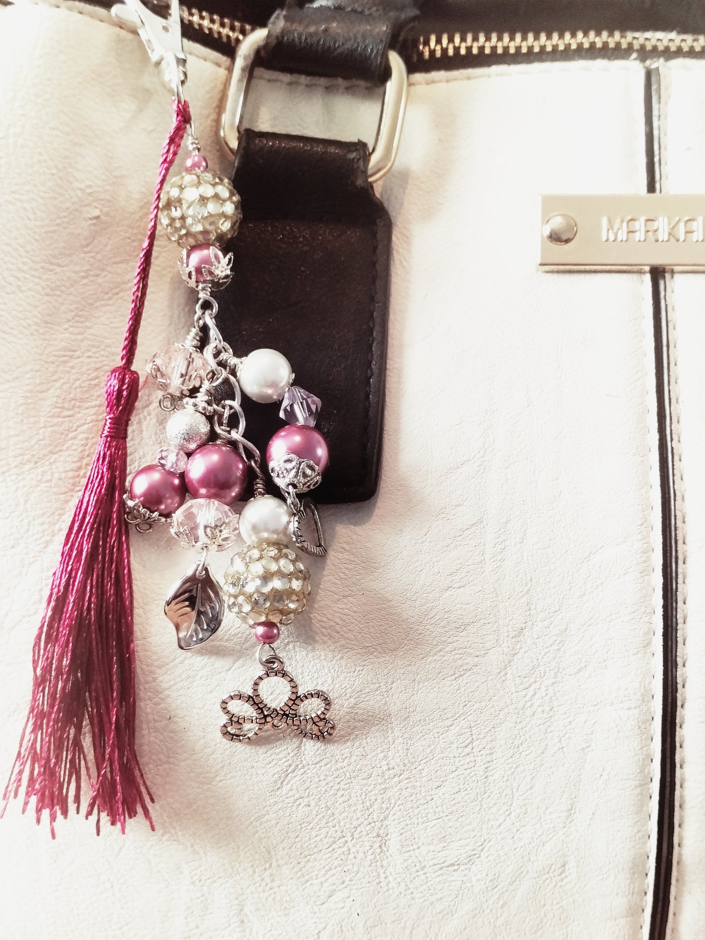 Pink and Silver Bag Charm.