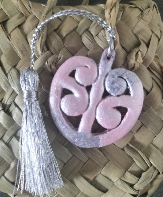 Pink and Silver Mangōpare Bag Charm.
