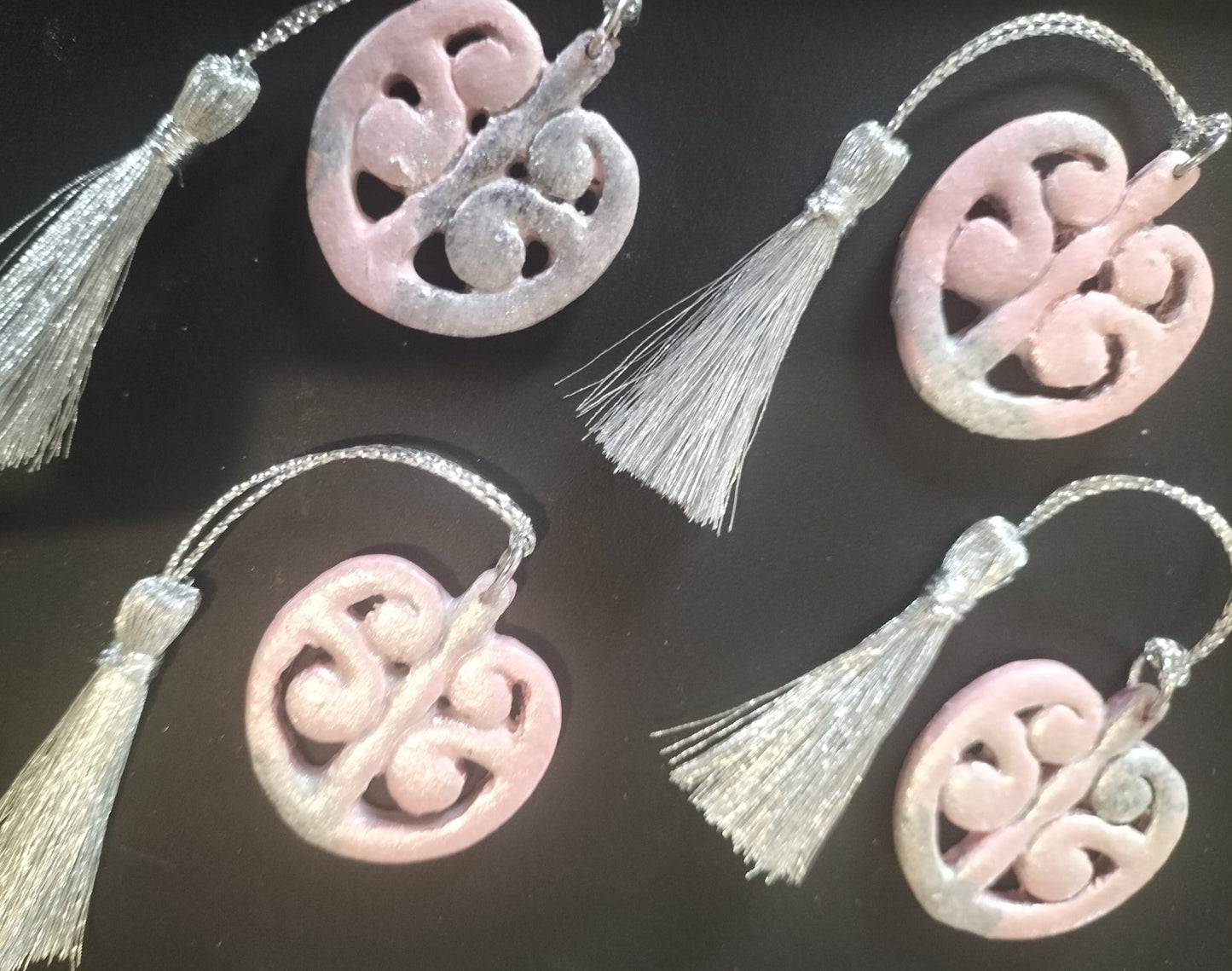 Pink and Silver Mangōpare Bag Charm.